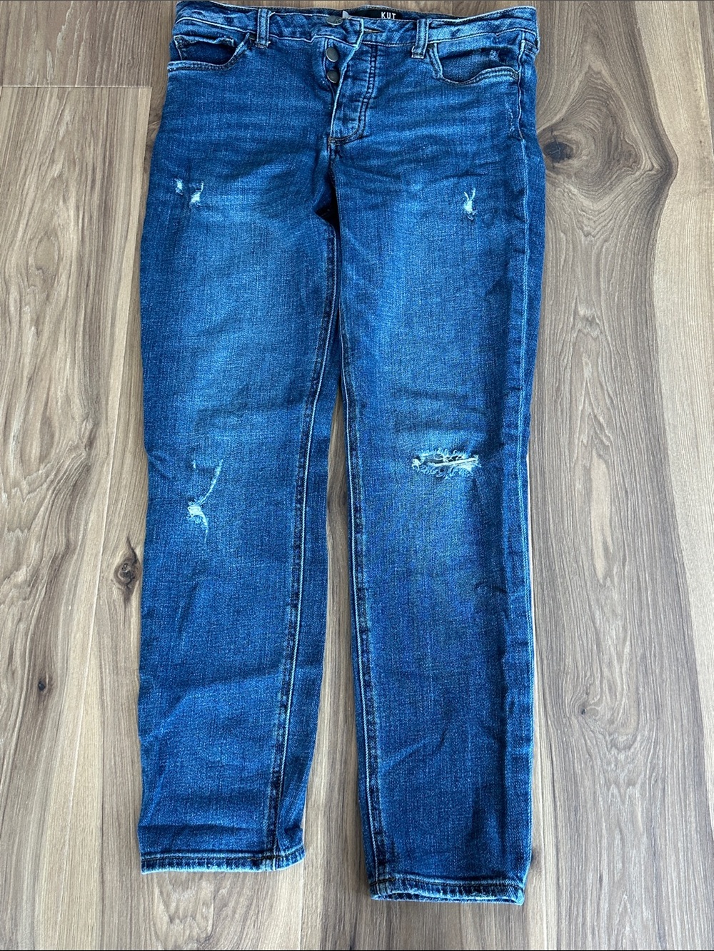Kut from the Kloth Dark Blue Skinny Distressed Jeans